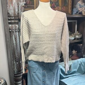 Sincerely Jules Cream V-Neck Ribbed Sweater